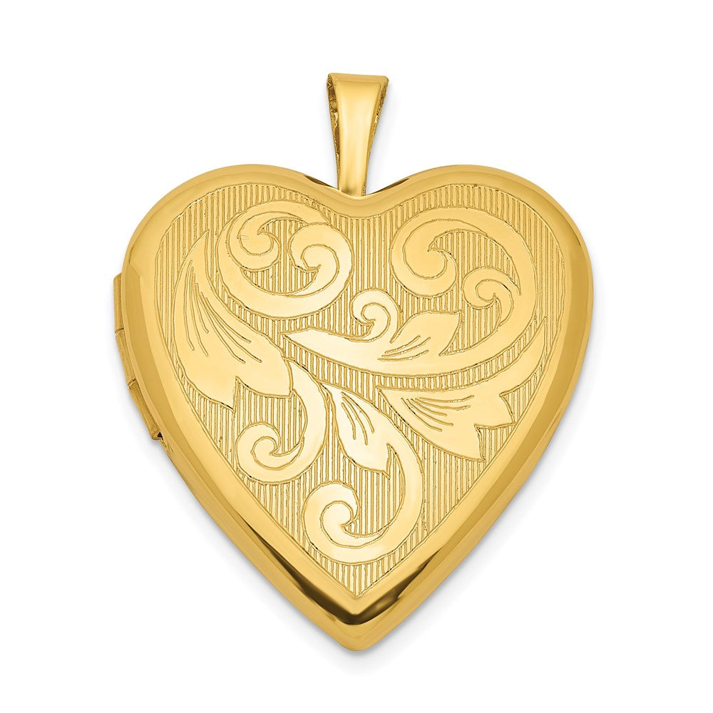 Sterling Silver Gold Plated Textured/Polish Swirl Heart Locket