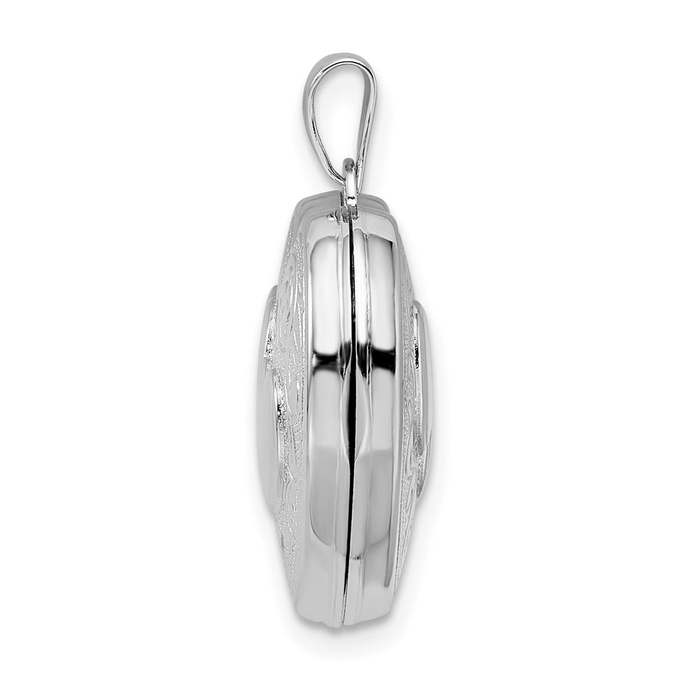 Sterling Silver Rhod-plated 2-Heart Design Reversible Heart Locket