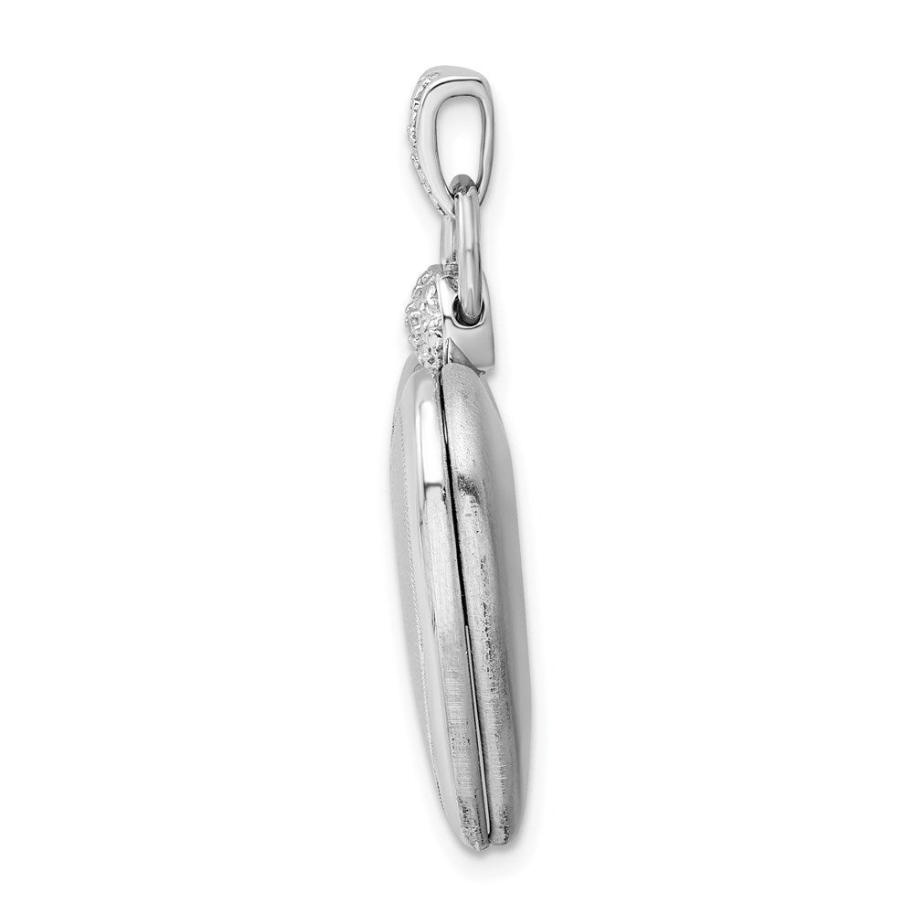 Sterling Silver Rhodium-plated Diamond Accented Satin Locket