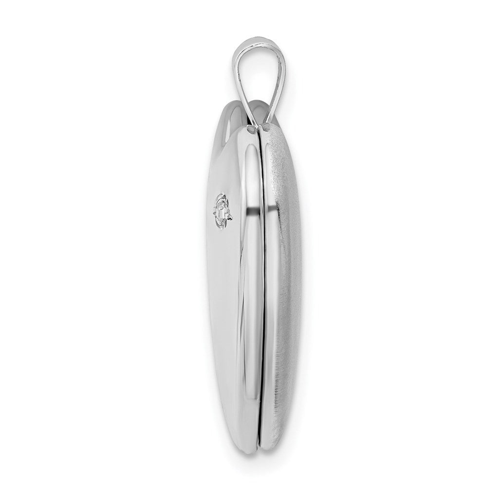 Sterling Silver Rhod-pltd LOVE TO THE MOON Diamond Heart Locket