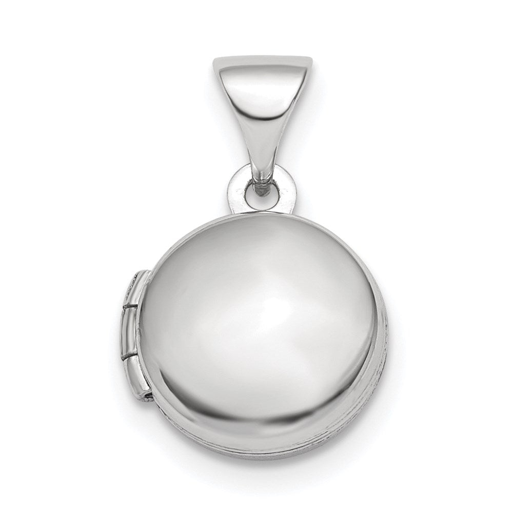 Sterling Silver Rhodium-plated Polished Domed Round Locket