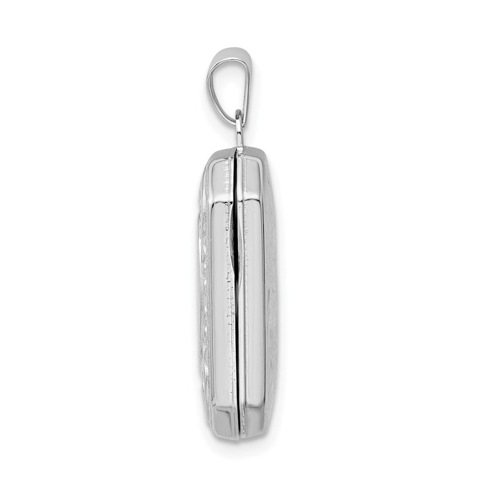 Sterling Silver Rhodium-plated Polished Fancy Scroll Octagonal Locket