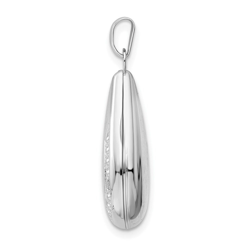Sterling Silver Rhodium-plated Polished Diamond Teardrop Locket