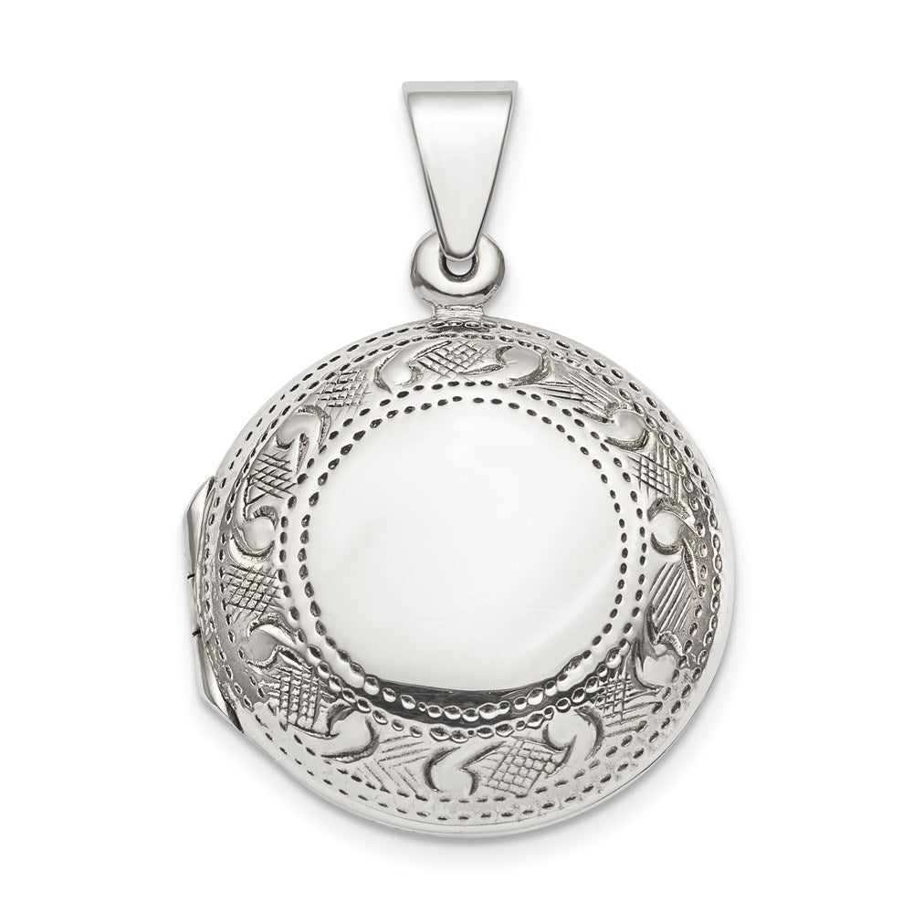 Sterling Silver Textured Border Circle Locket