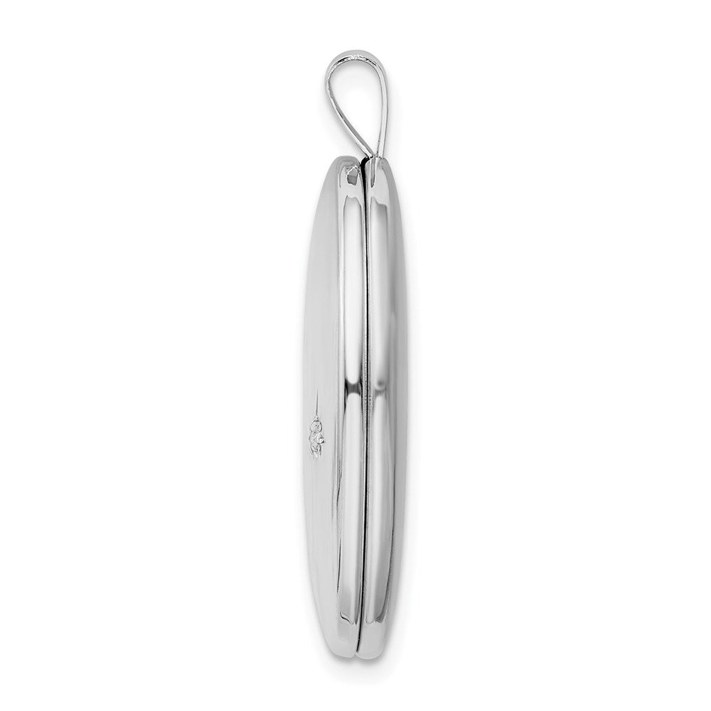 Sterling Silver Rhod-pltd LOVE TO THE MOON Diamond Oval Locket