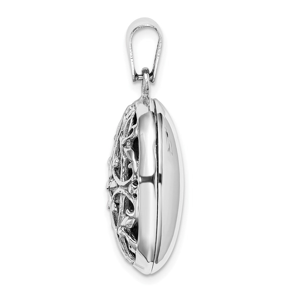 Sterling Silver Polished Filigree Oval Locket