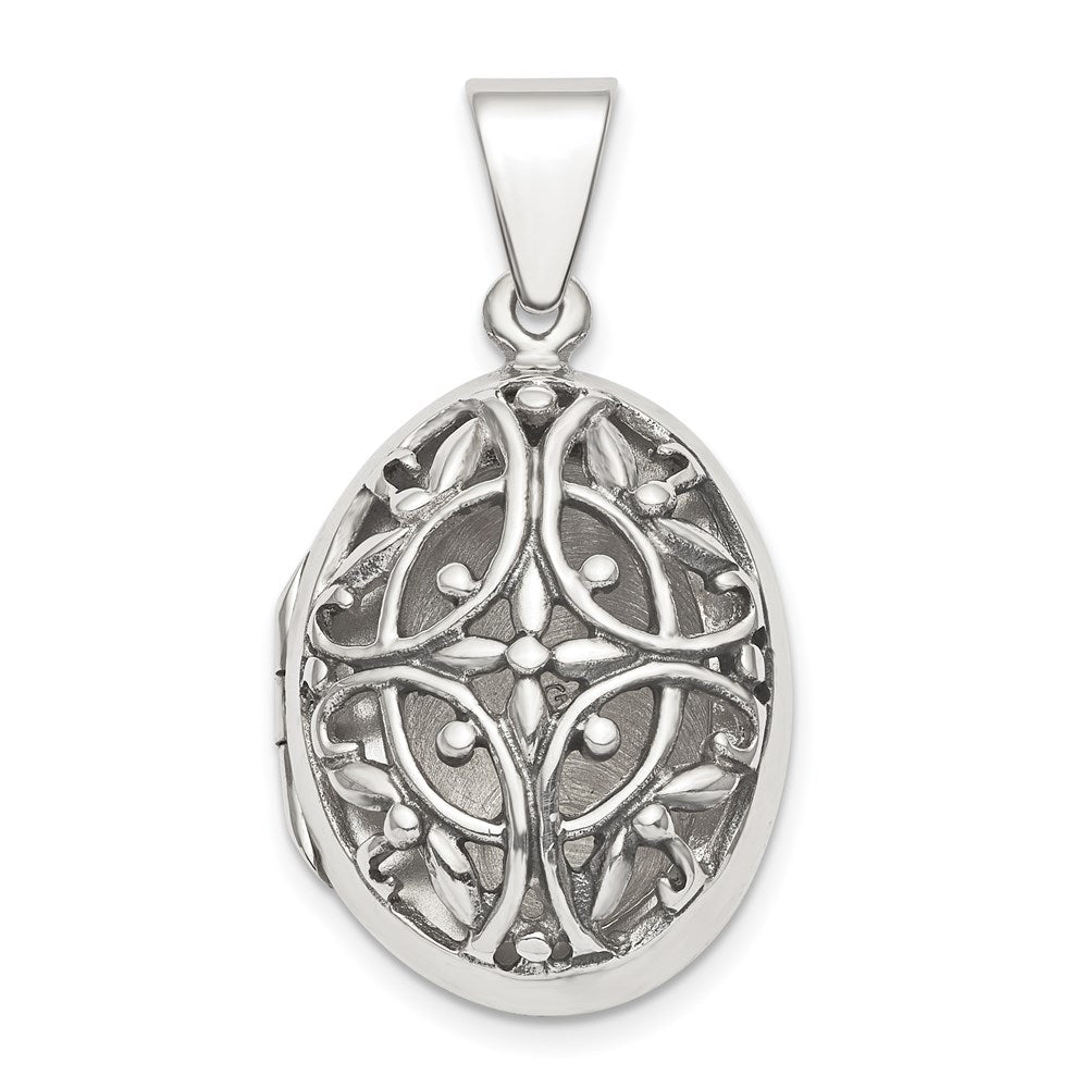 Sterling Silver Polished Filigree Oval Locket