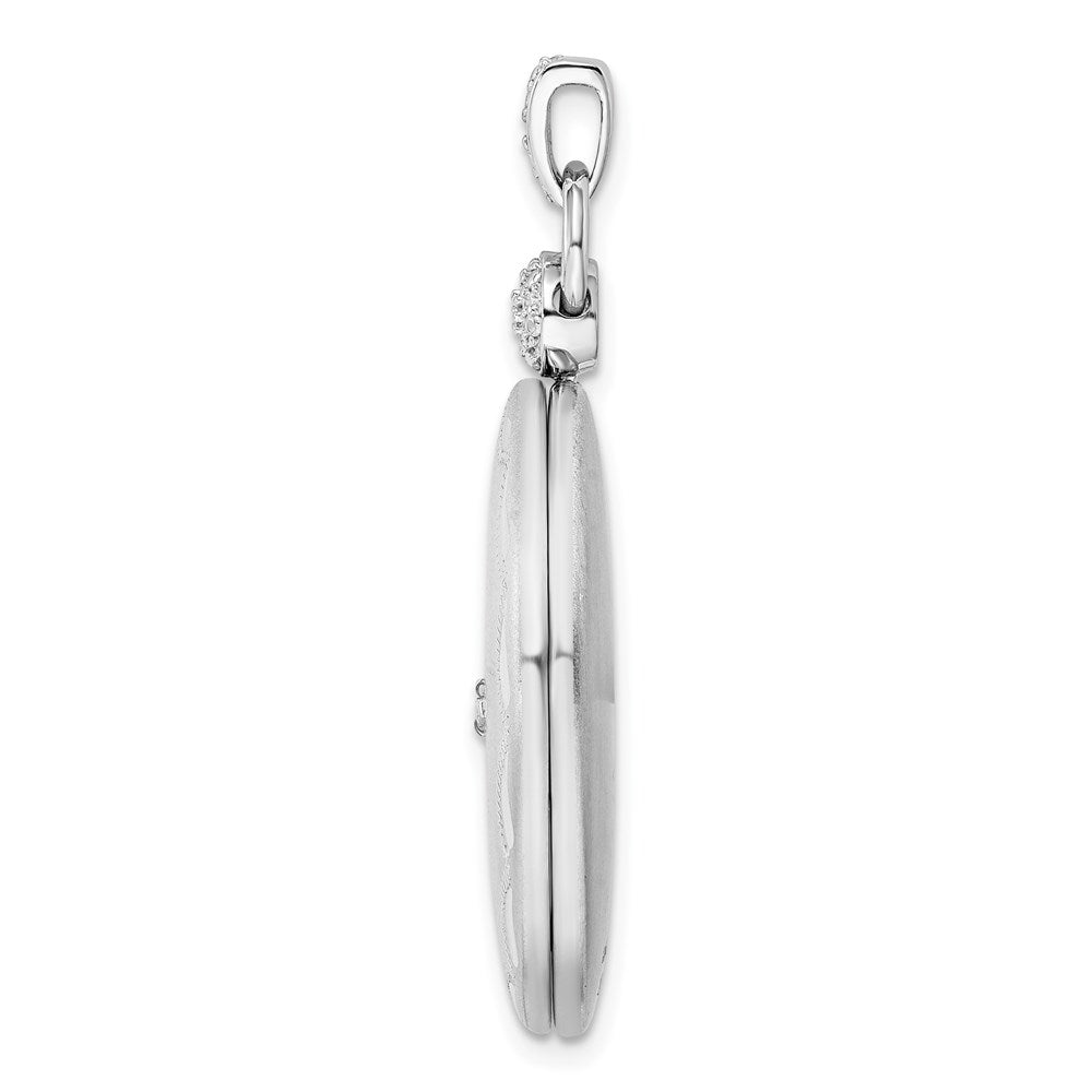 Sterling Silver Rhodium-plate Diamond Accented D/C Locket