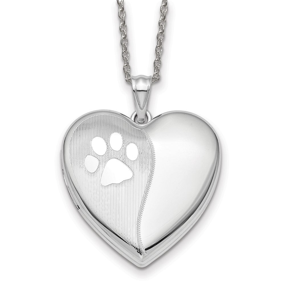 Sterling Silver Rh-pl Paw Prints Ash Holder Heart