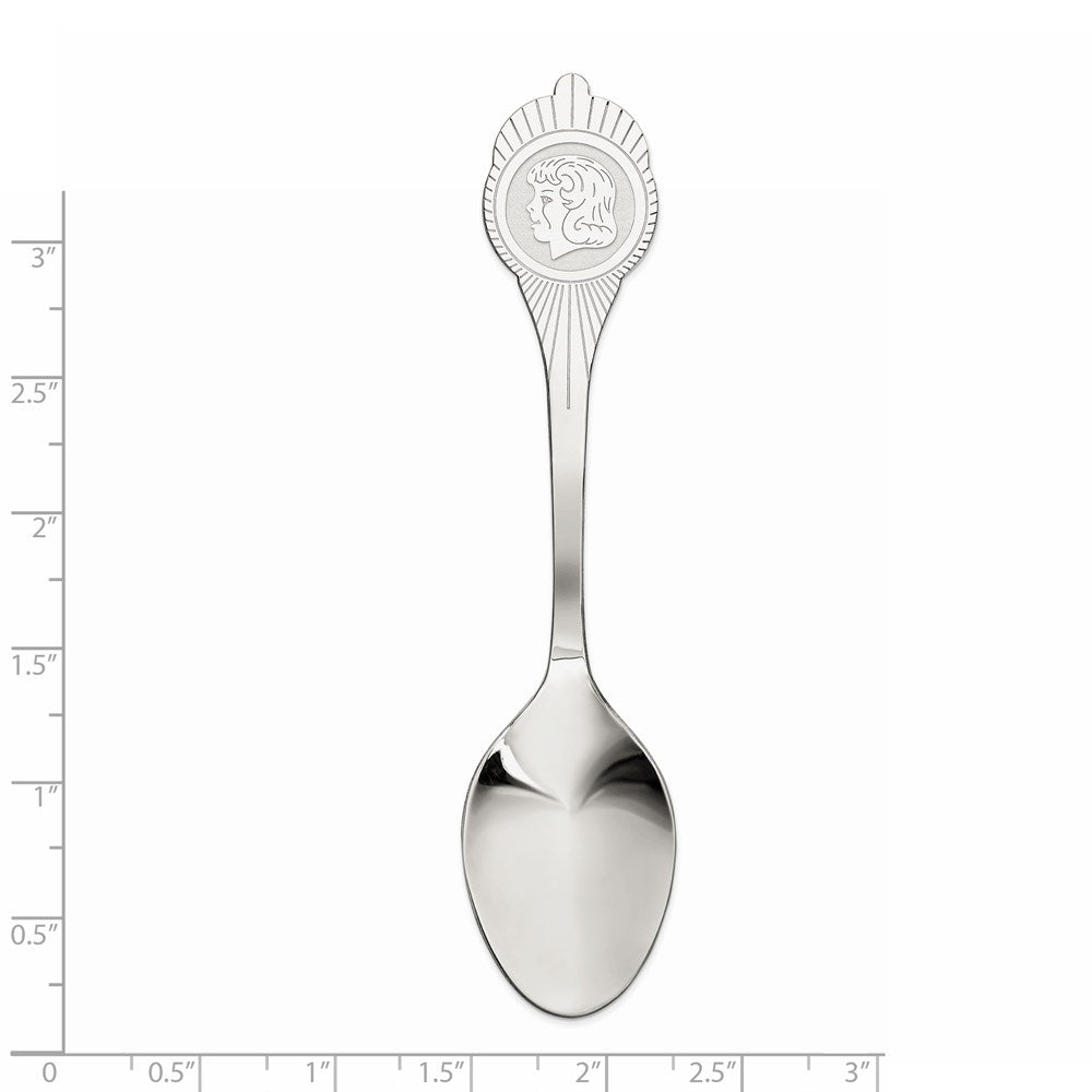 Sterling Silver Rhodium-plated Girl Polished Spoon