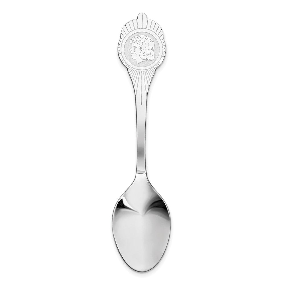 Sterling Silver Rhodium-plated Girl Polished Spoon