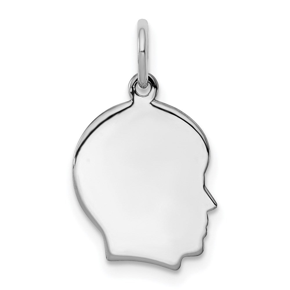 SSilver Rh-plt Engravable Boy Disc Charm Polish on Front/Back