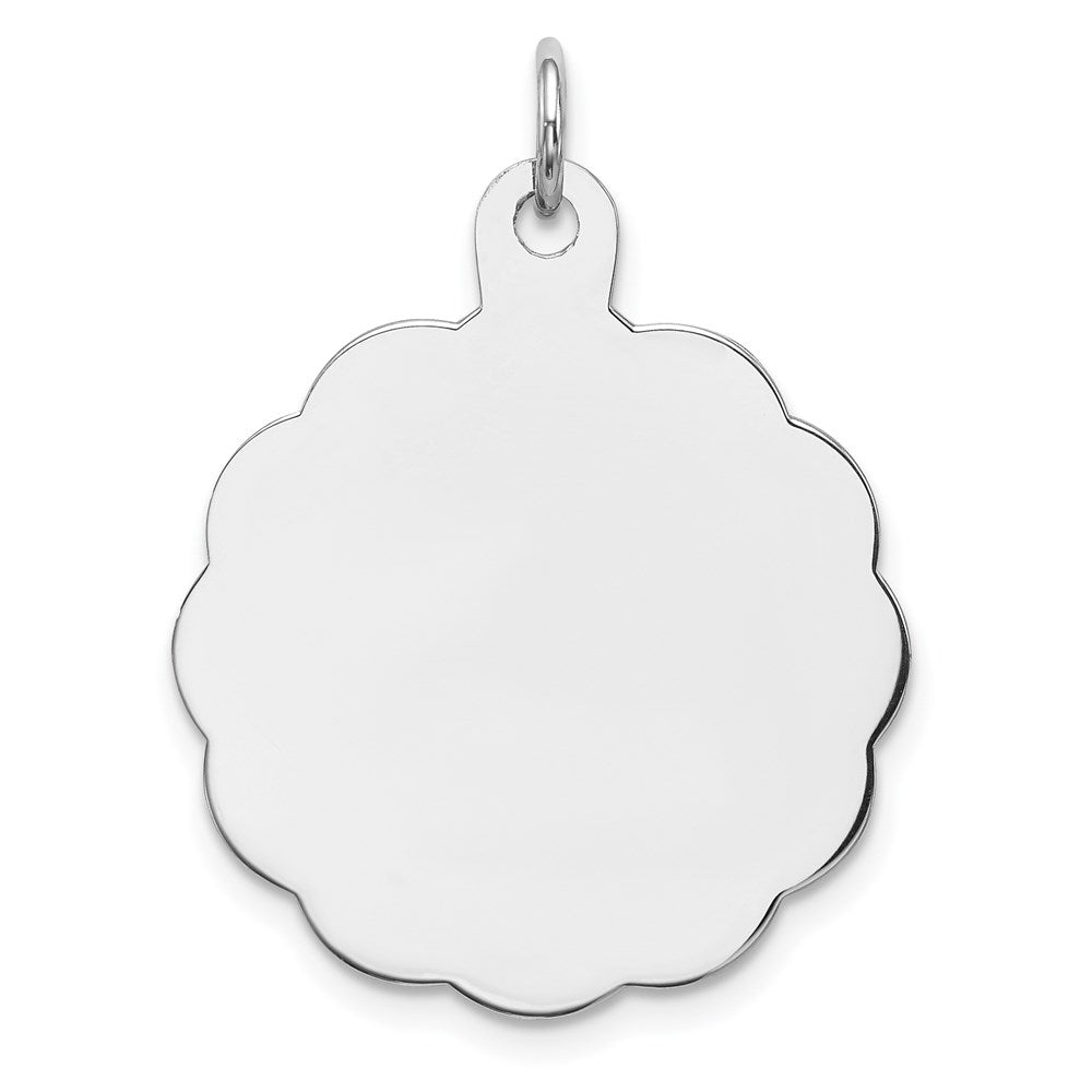 Sterling Silver Rh-plt Engraveable Polished Front/ Back Disc Charm