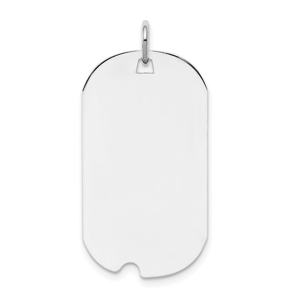 Sterling Silver Rhod.-plate Eng. Dog Tag Polish Front/Satin Back Disc Charm