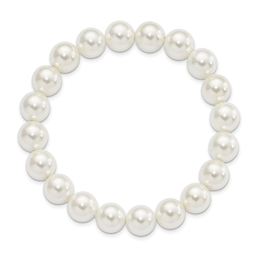 Majestik 10- White Imitation Shell Pearl Stretch Bracelet