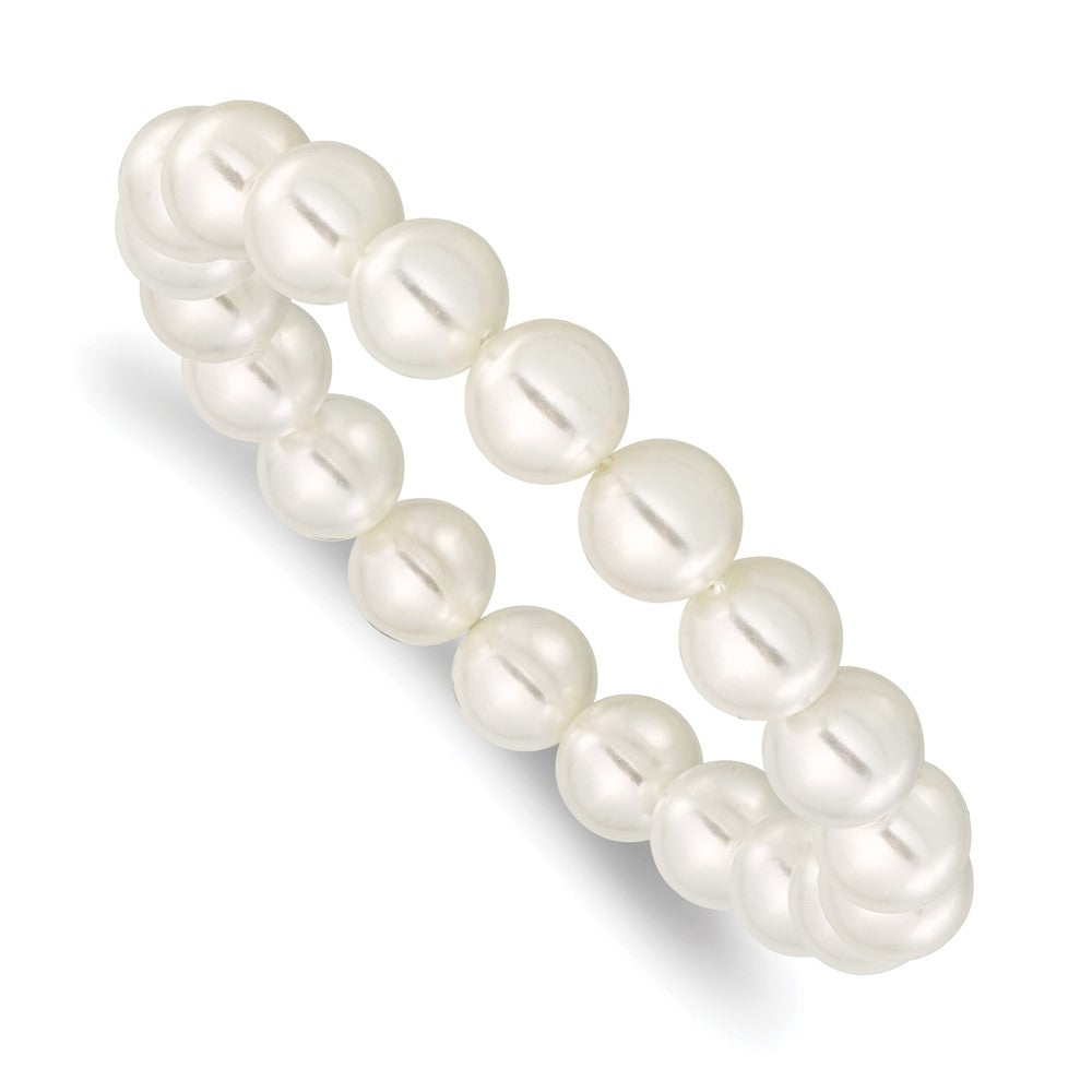Majestik 10- White Imitation Shell Pearl Stretch Bracelet