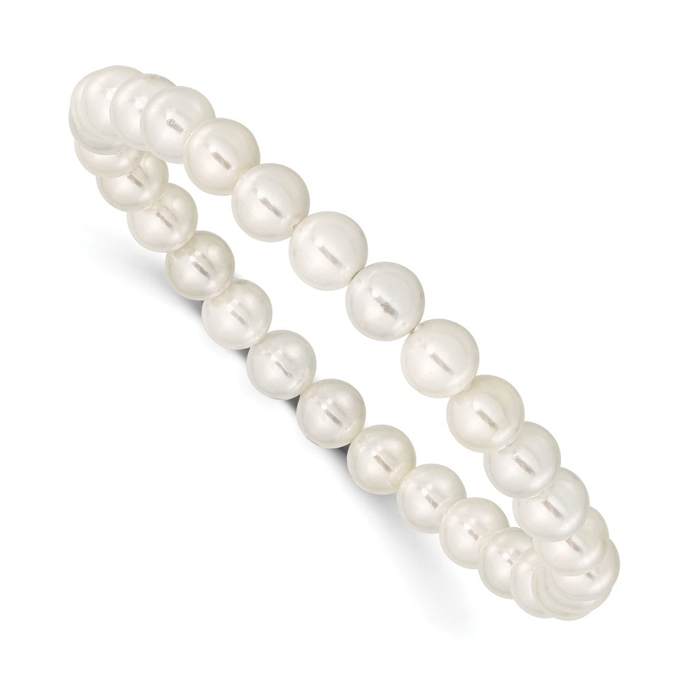 Majestik 7- White Imitation Shell Pearl Stretch Bracelet