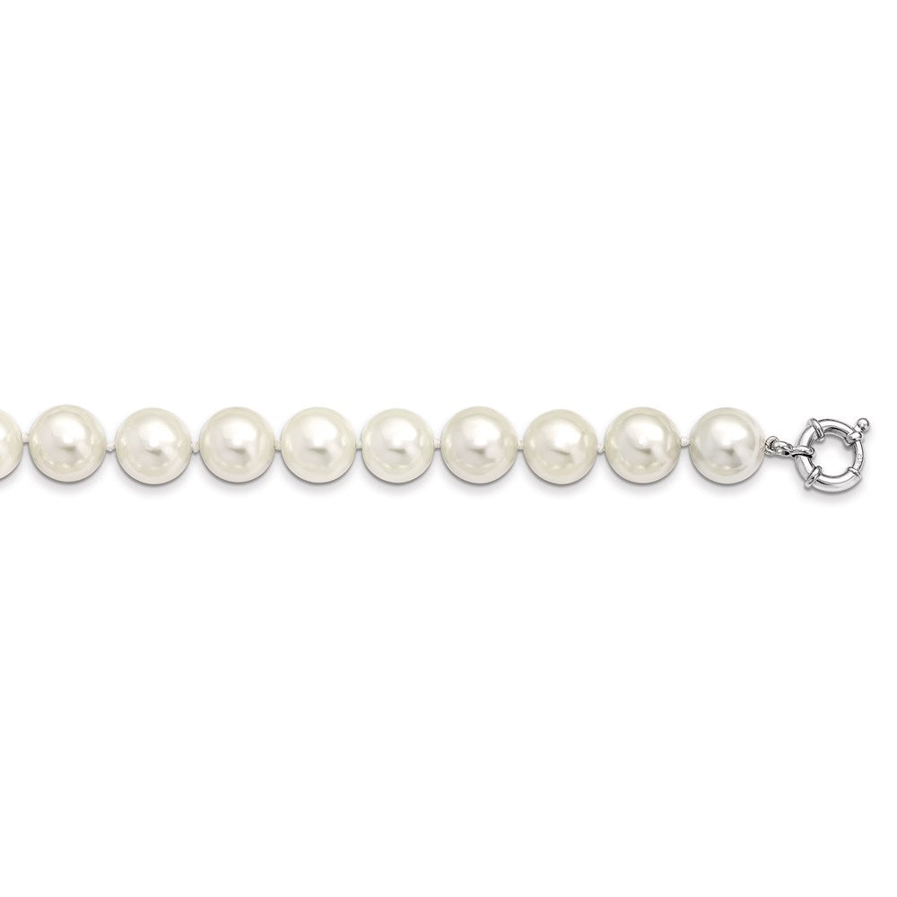 Majestik Sterling Silver Rhodium-plated 14- White Imitation Shell Pearl Hand-knotted Necklace