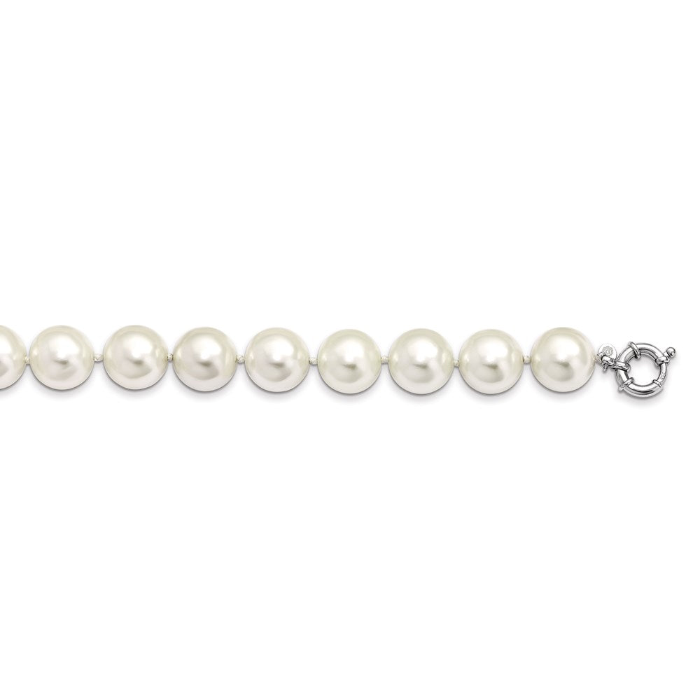 Majestik Sterling Silver Rhodium-plated 16- White Imitation Shell Pearl Hand-knotted Necklace