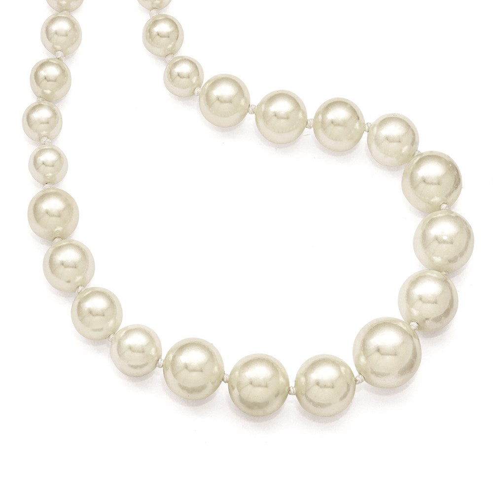 Majestik Sterling Silver Rhodium-plated 6- Graduated White Imitation Shell Pearl Hand-knotted Necklace