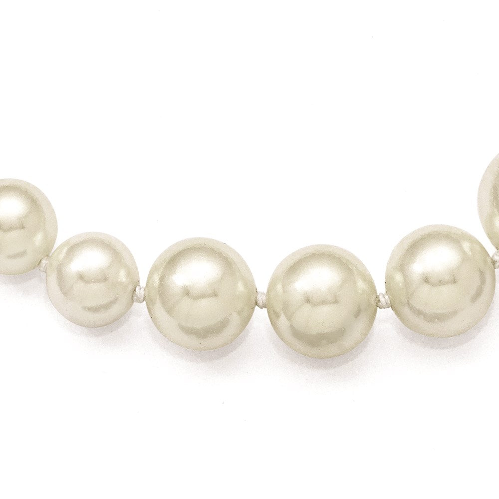 Majestik Sterling Silver Rhodium-plated 6- Graduated White Imitation Shell Pearl Hand-knotted Necklace