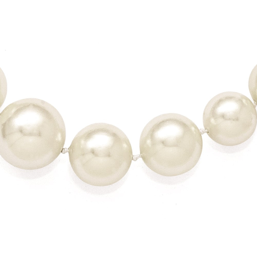 Majestik Sterling Silver Rhodium-plated 8- Graduated White Imitation Shell Pearl Hand-knotted Necklace