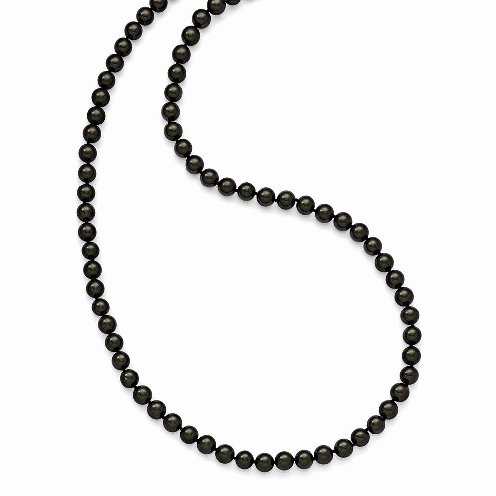 Majestik 10- Black Imitation Shell Pearl Hand Knotted Slip-on Hand-knotted Necklace