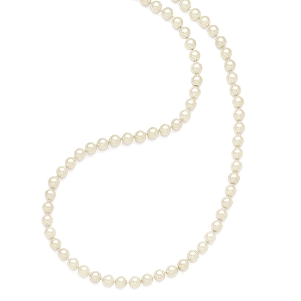 10- White Shell Pearl Hand-knotted Endless Slip-on 36 Inch Necklace
