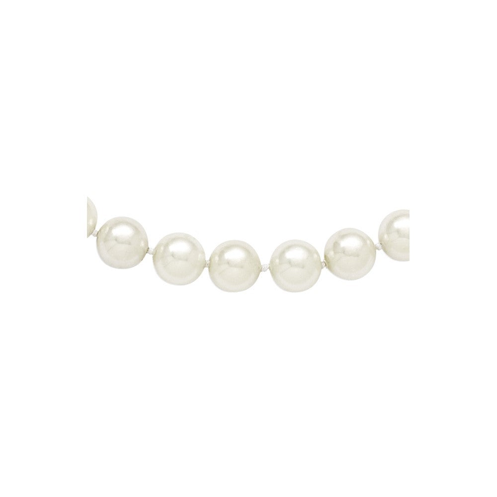 10- White Shell Pearl Hand-knotted Endless Slip-on 36 Inch Necklace