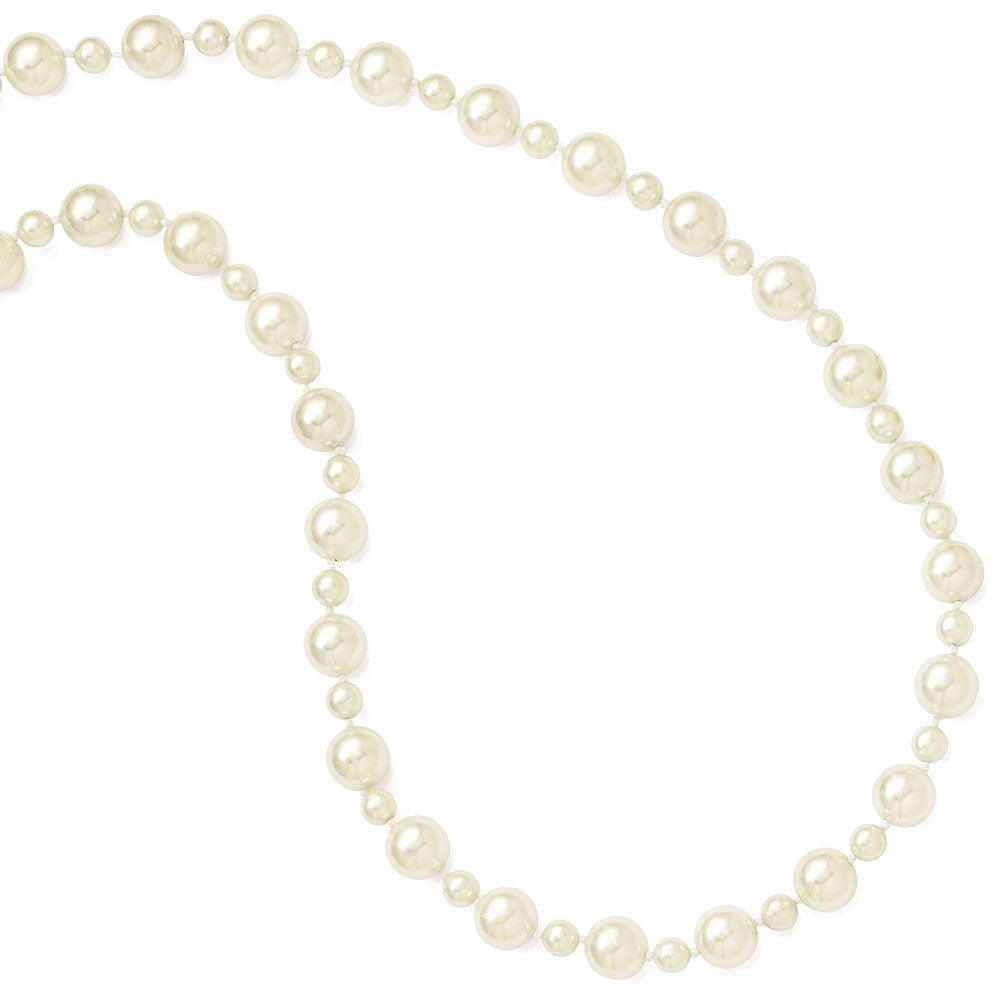 Majestik 7 and White Imitation Shell Pearl Hand-knotted Slip-on Necklace