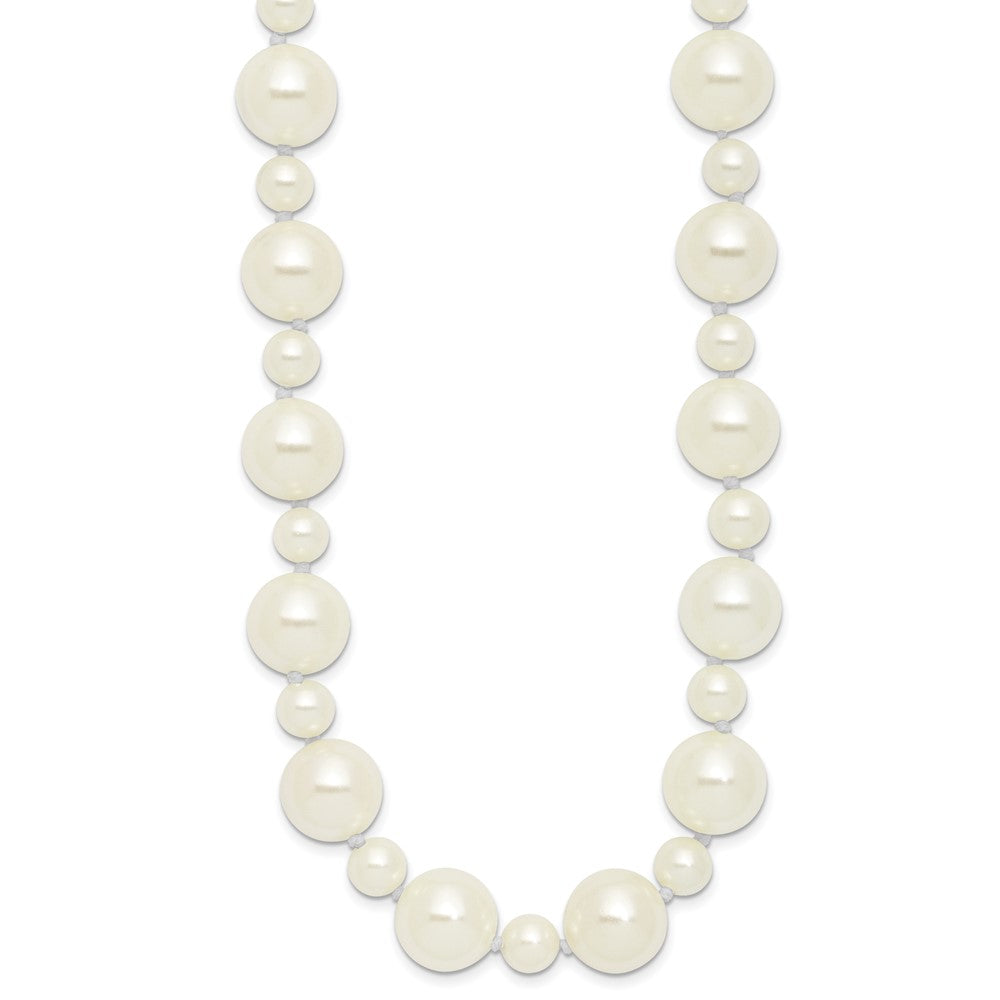 7 and White Shell Pearl Hand-knotted Endless Slip-on 36 Inch Necklace