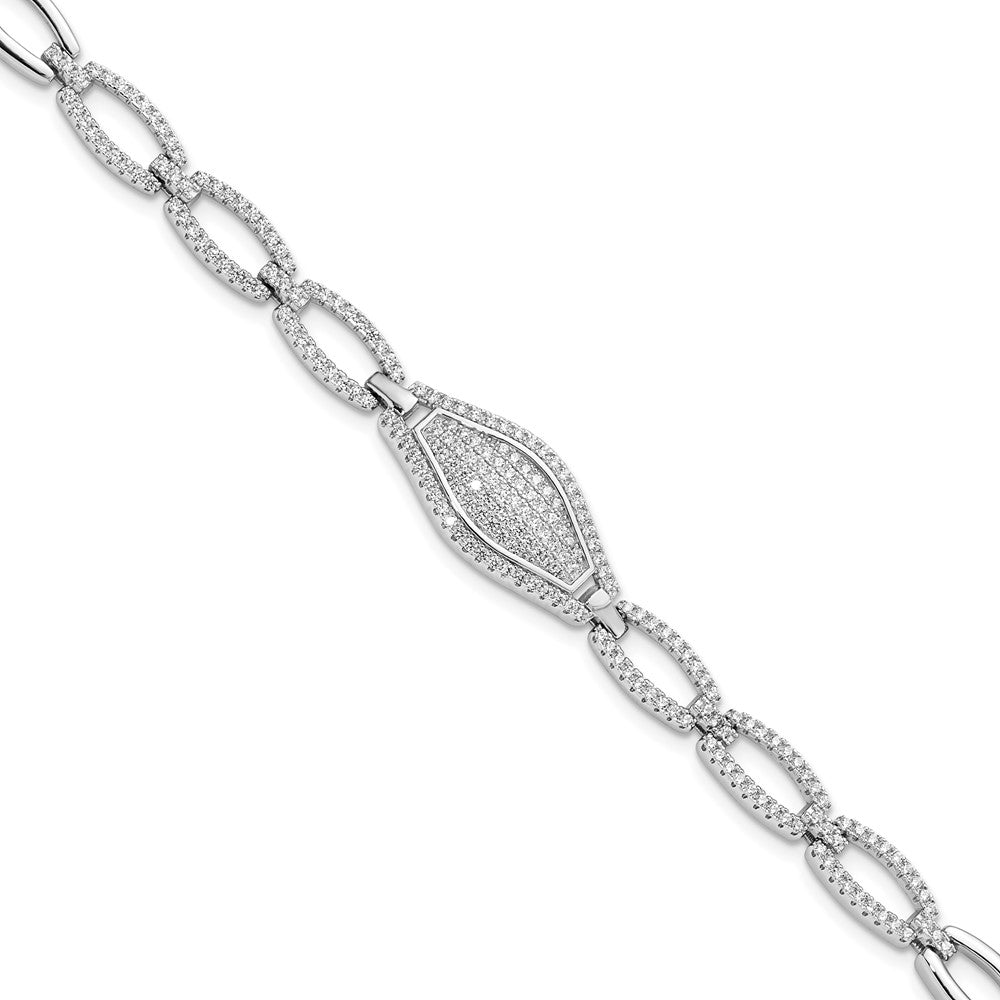 Brilliant Embers Sterling Silver Rhodium-plated 218 Stone Micro Pav CZ Bracelet