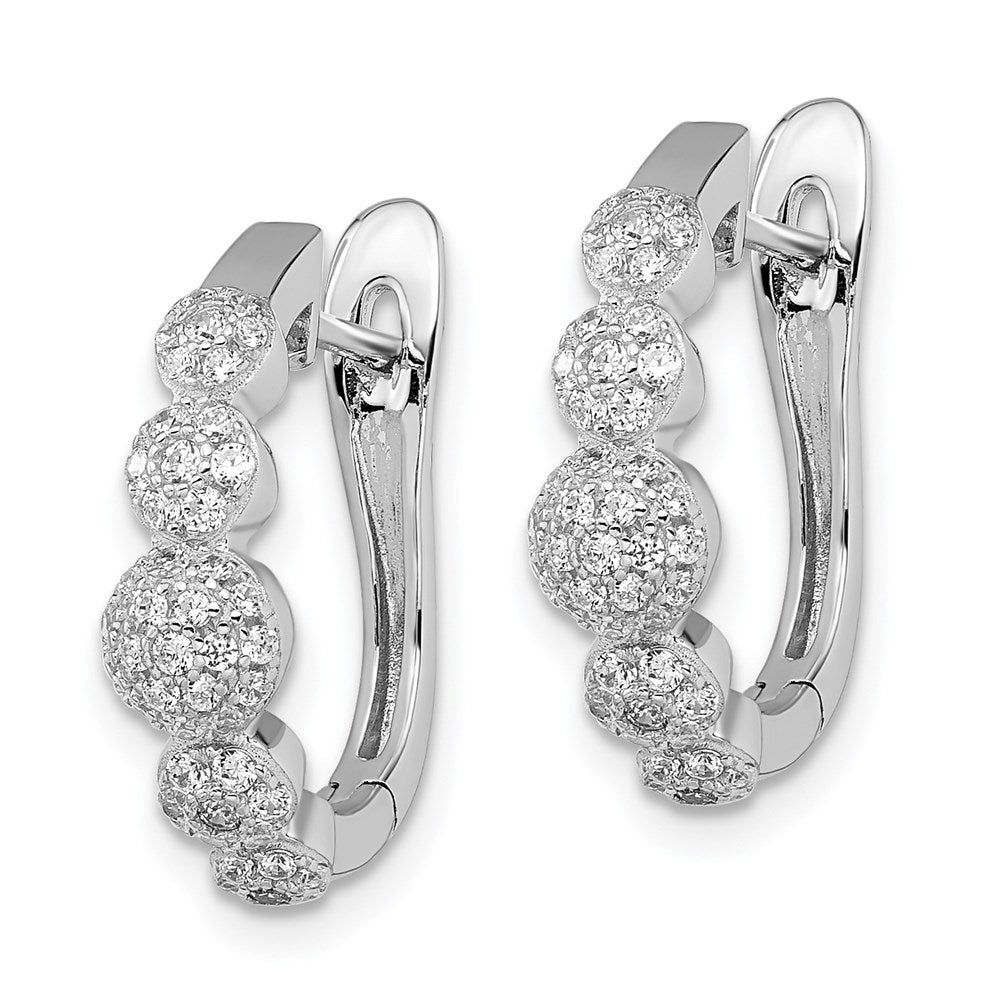 Brilliant Embers Sterling Silver Rhodium-plated 92 Stone Micro PavÂ CZ Hinged Hoop Earrings