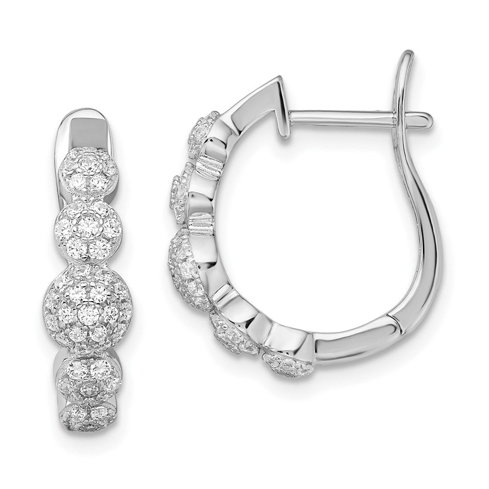 Brilliant Embers Sterling Silver Rhodium-plated 92 Stone Micro PavÂ CZ Hinged Hoop Earrings