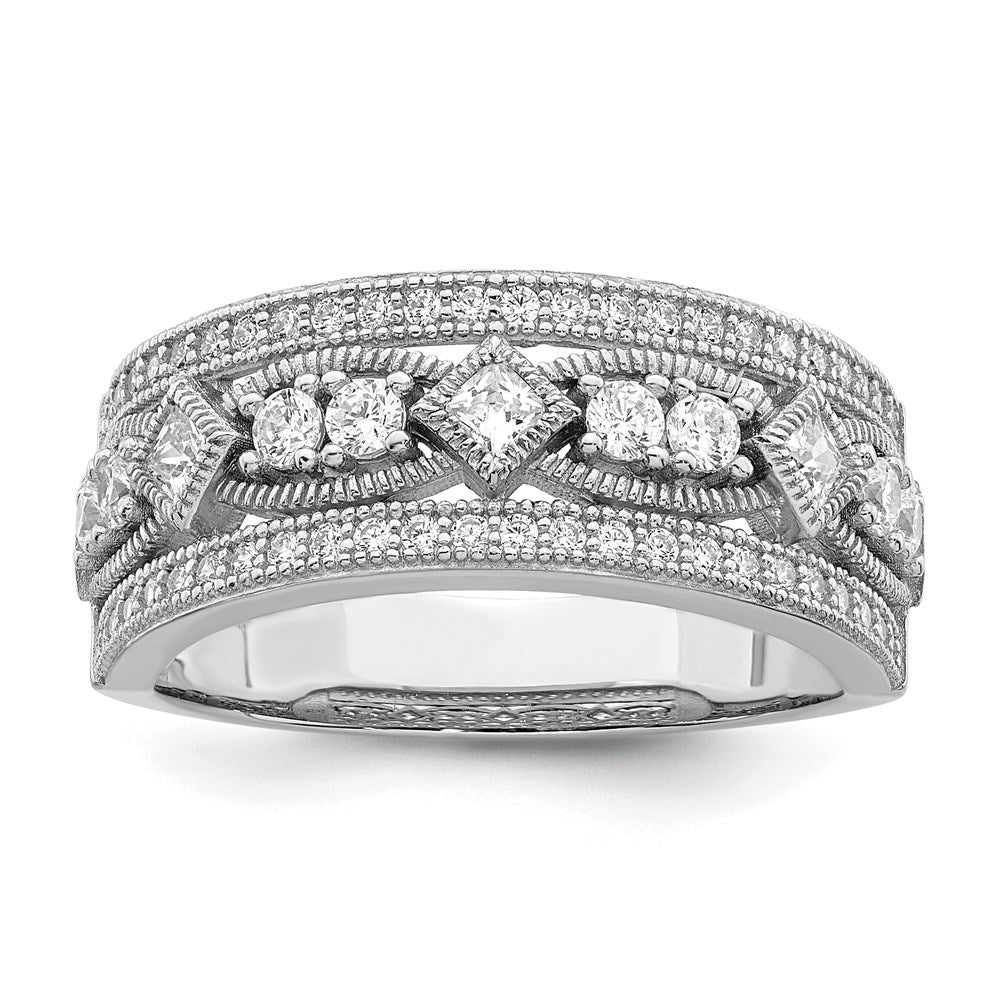 Brilliant Embers Sterling Silver Rhodium-plated 59 Stone Micro PavÂ CZ Polished Ring