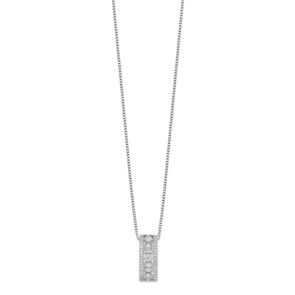 Brilliant Embers Sterling Silver Rhodium-plated 41 Stone Micro Pav CZ Polished Necklace with 2 Inch Extender