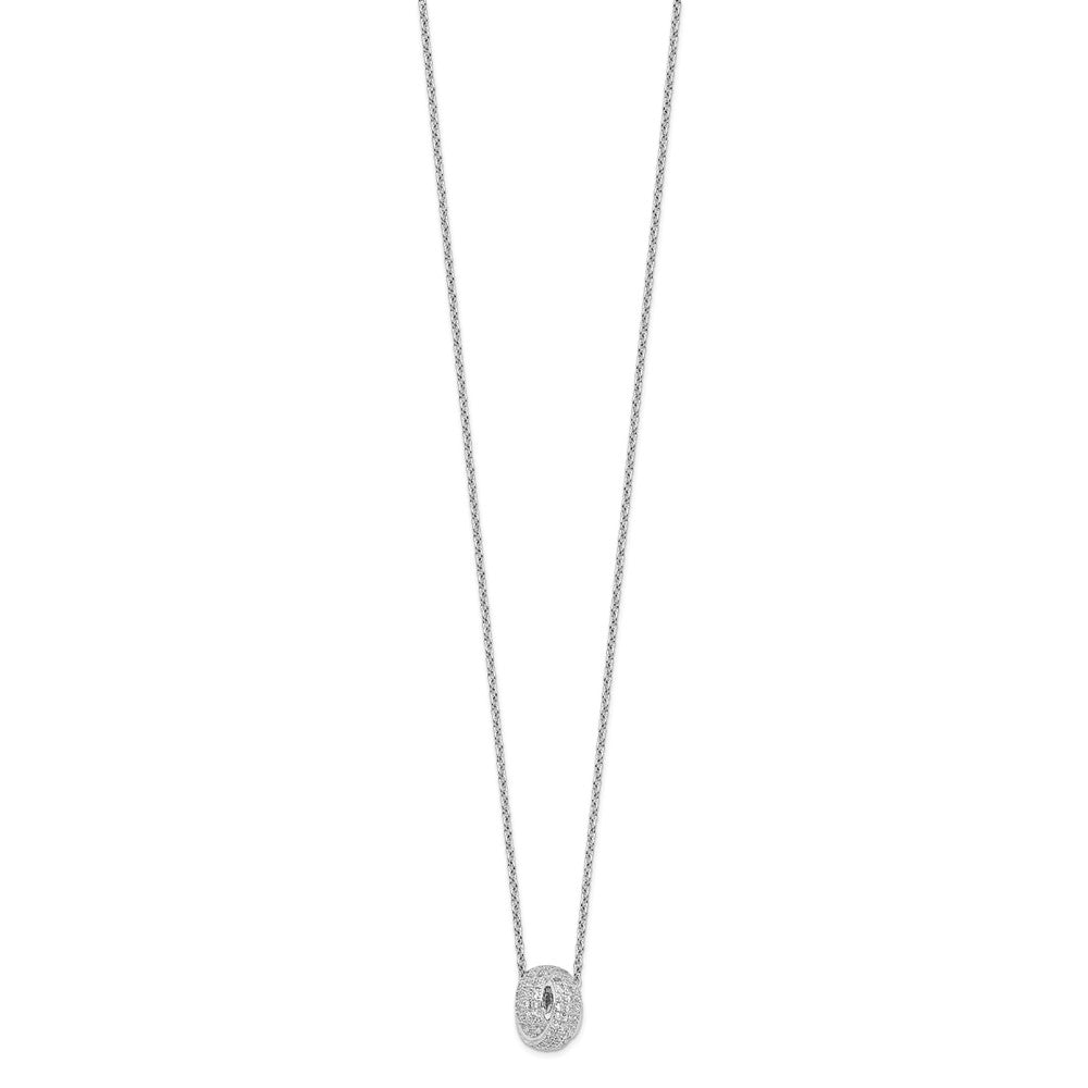 Brilliant Embers Sterling Silver Rhodium-plated 122 Stone Micro PavÂ CZ Love Knot Necklace with 2 Inch Extender