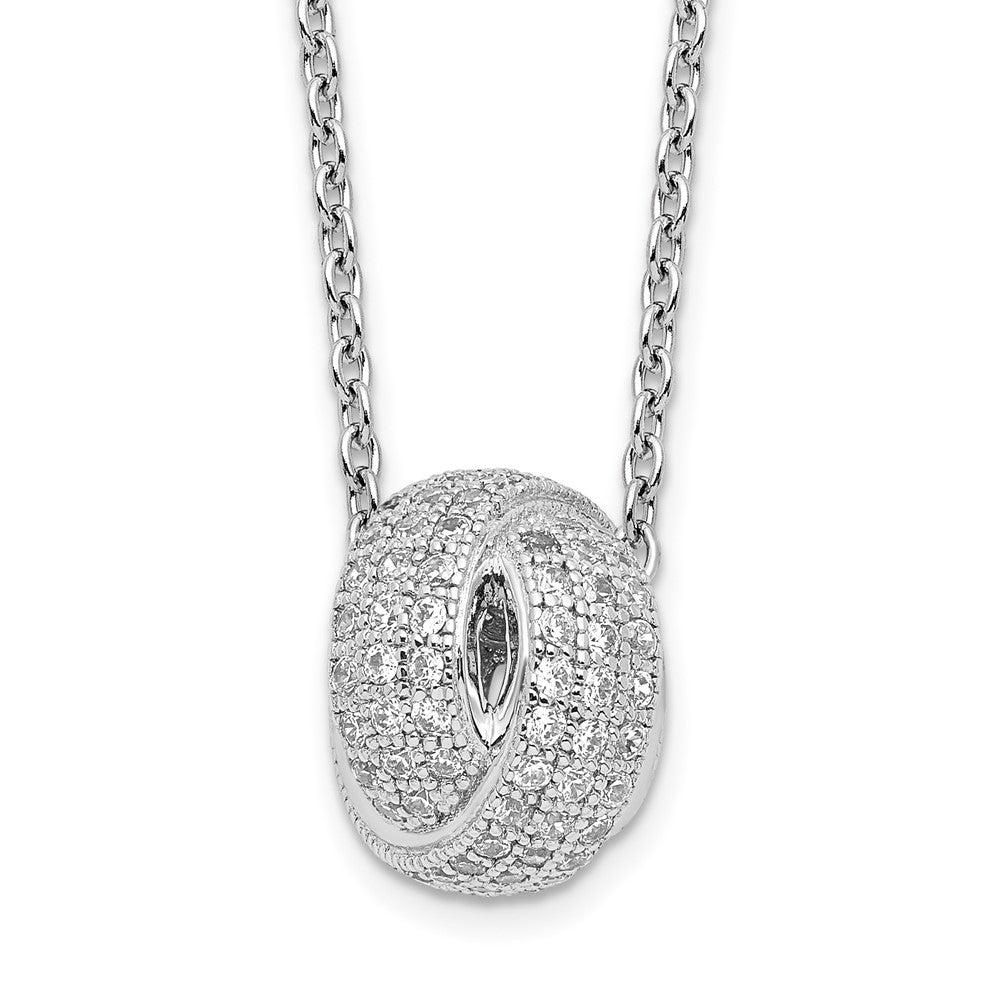 Brilliant Embers Sterling Silver Rhodium-plated 122 Stone Micro PavÂ CZ Love Knot Necklace with 2 Inch Extender
