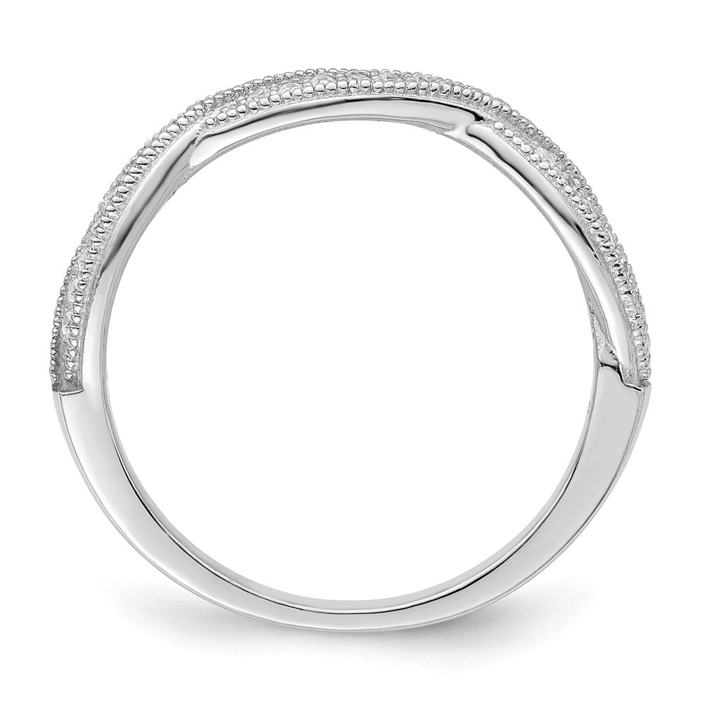 Brilliant Embers Sterling Silver Rhodium-plated 48 Stone Criss Cross Micro Pav CZ Polished Ring
