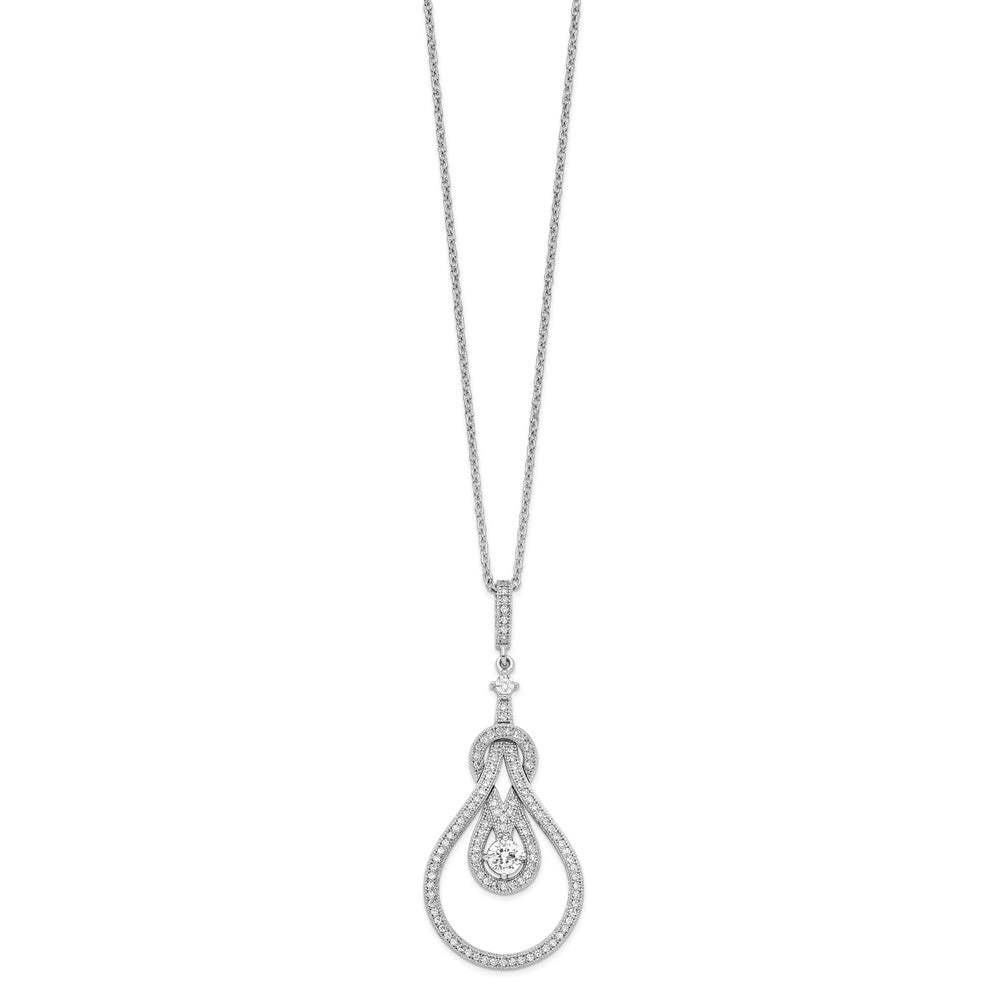 Brilliant Embers Sterling Silver Rhodium-plated 109 Stone Micro Pav√á CZ Polished Necklace with 2 Inch Extender