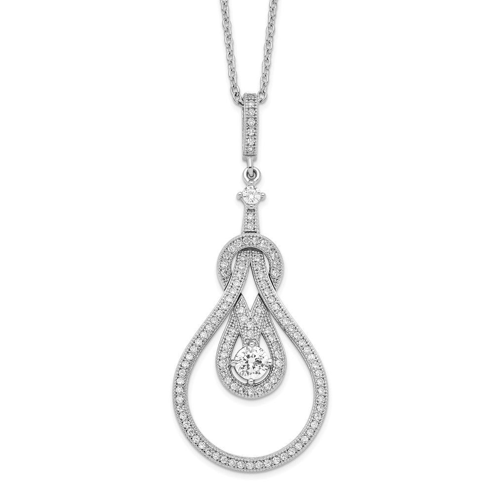 Brilliant Embers Sterling Silver Rhodium-plated 109 Stone Micro PavÂ CZ Polished Necklace with 2 Inch Extender