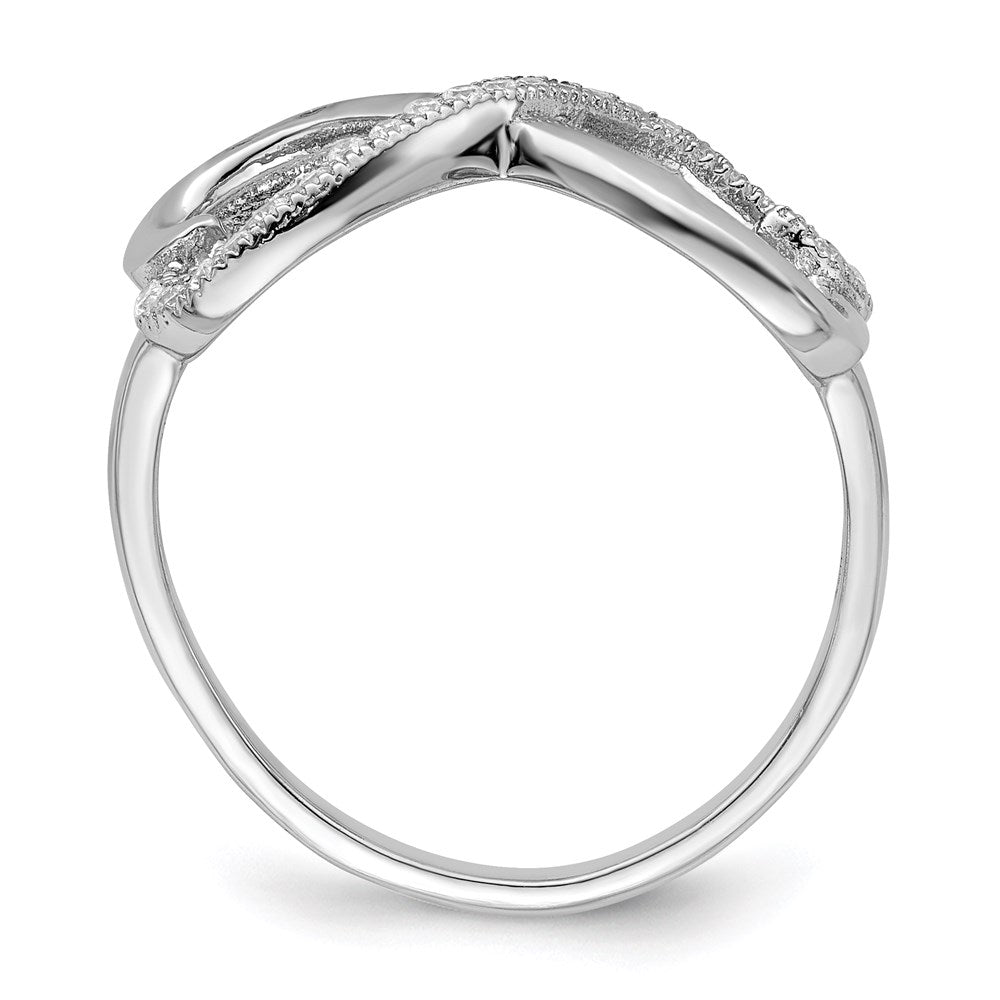 Brilliant Embers Sterling Silver Rhodium-plated 20 Stone Micro PavÂ CZ Heart Ring