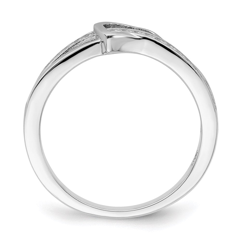 Brilliant Embers Sterling Silver Rhodium-plated 20 Stone Micro PavÂ CZ Heart Ring