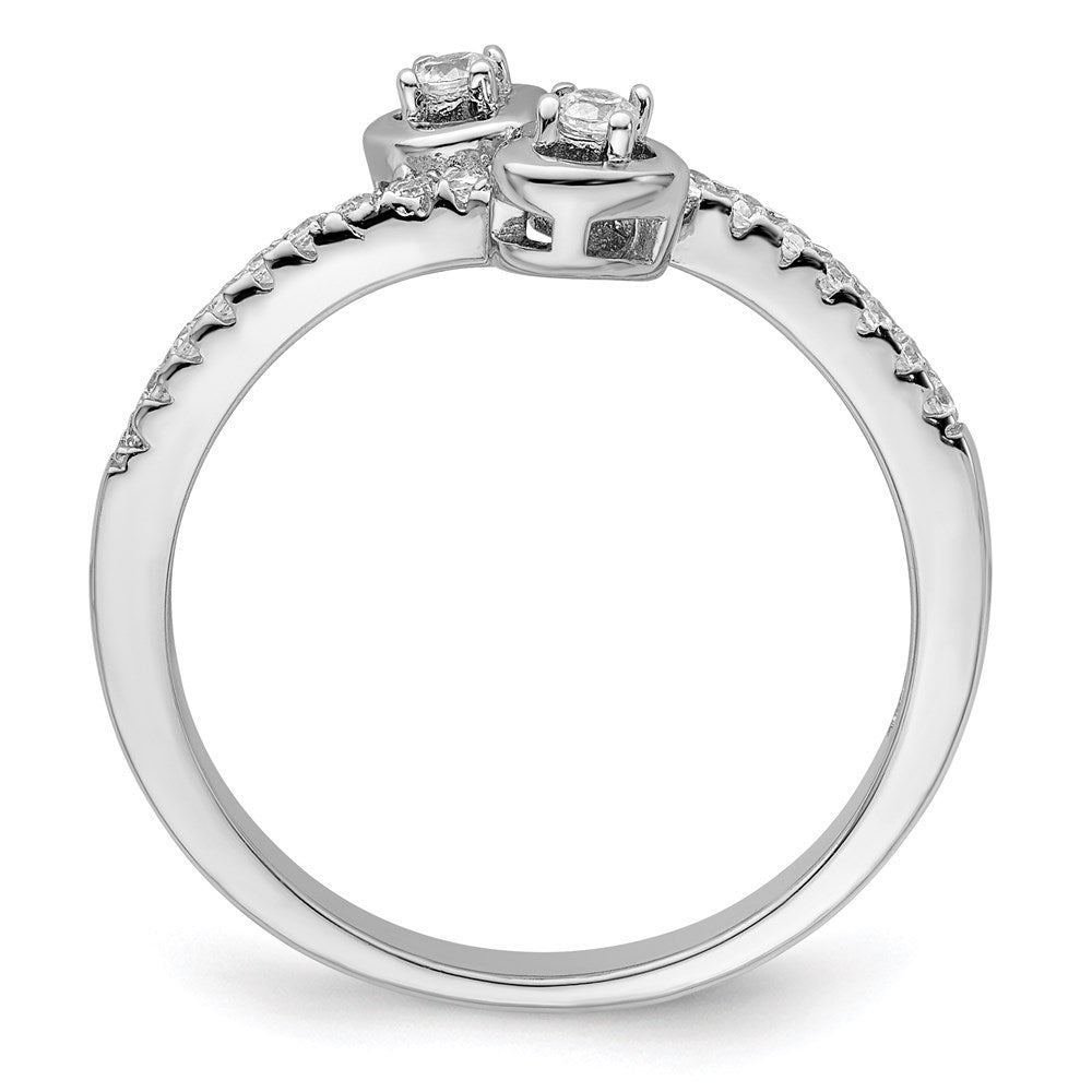Brilliant Embers Sterling Silver Rhodium-plated 21 Stone Micro PavÂ CZ Heart Ring