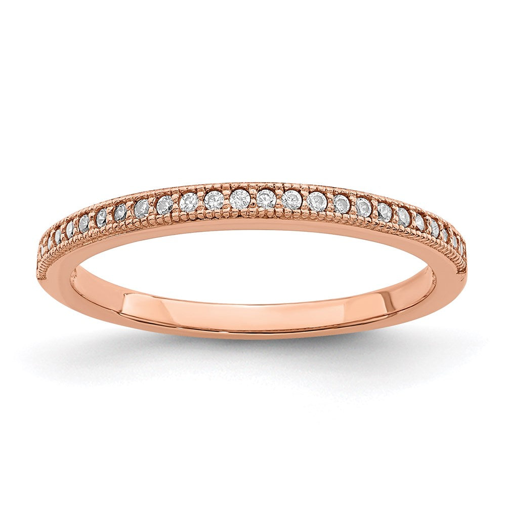 Brilliant Embers Sterling Silver Rose Gold-plated 25 Stone Micro PavÂ CZ Polished Ring
