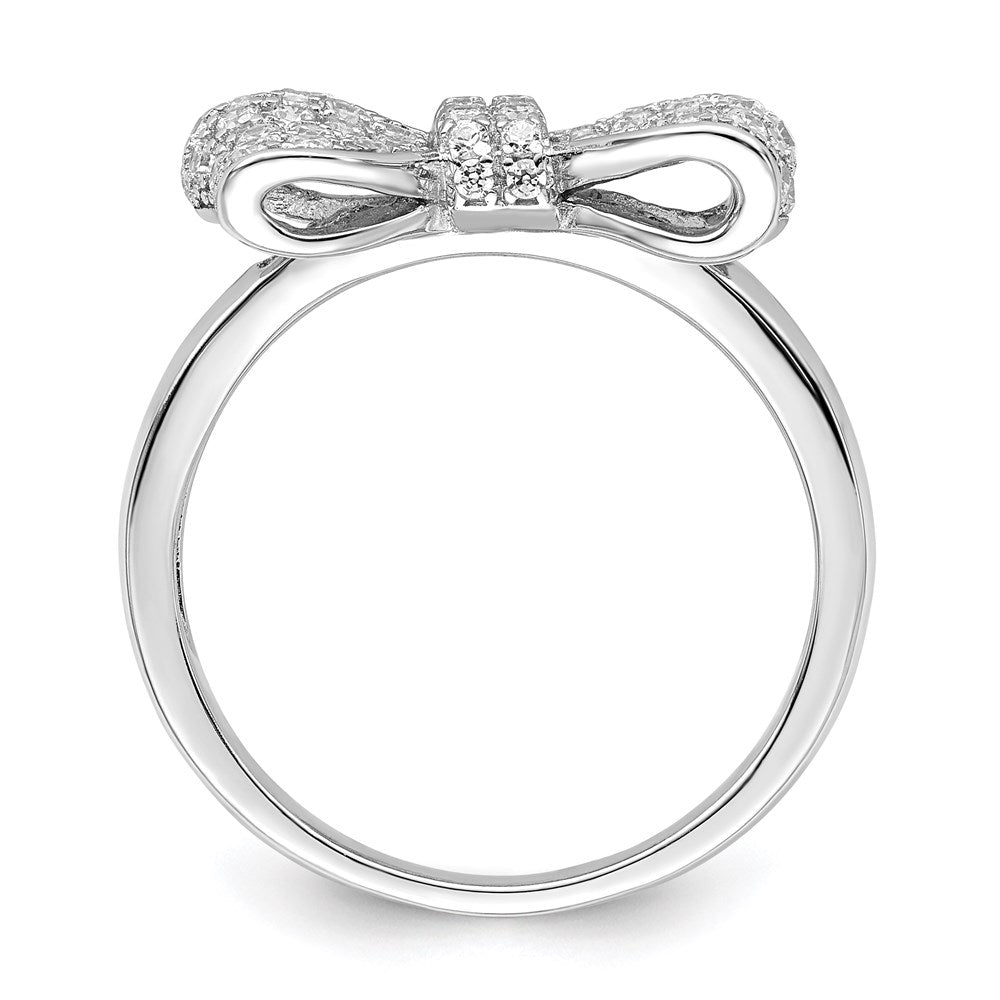 Brilliant Embers Sterling Silver Rhodium-plated 71 Stone Micro PavÂ CZ Bow Ring