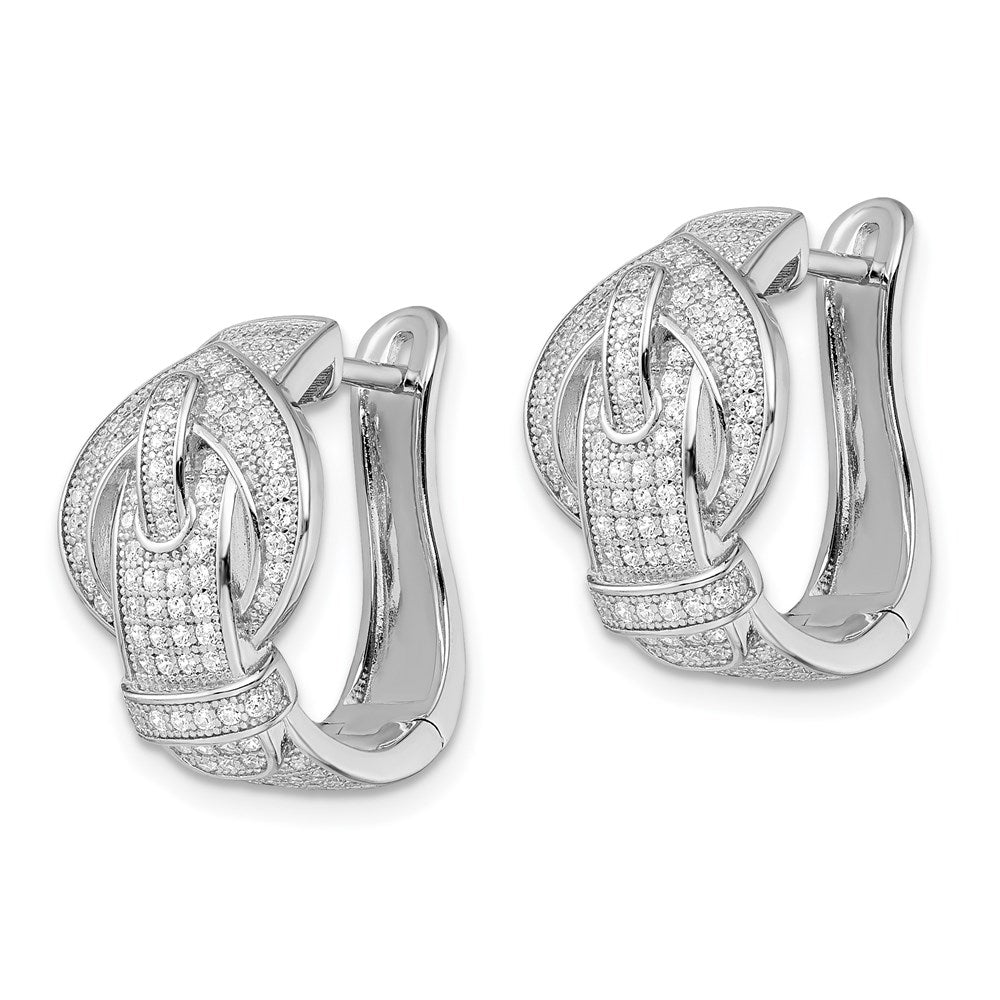 Brilliant Embers Sterling Silver Rhodium-plated 202 Stone Micro PavÂ CZ Buckle Hinged Post Earrings