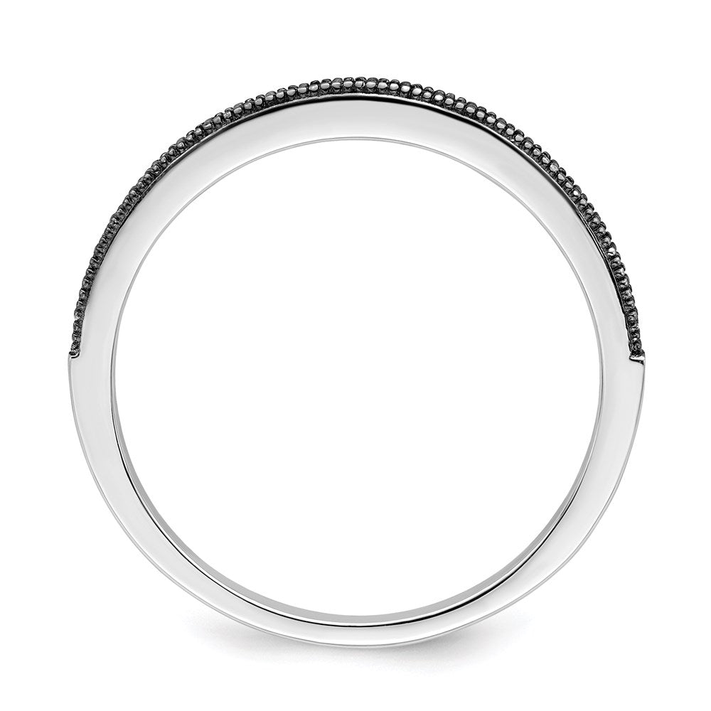 Brilliant Embers Sterling Silver Rhodium-plated 25 stone Micro Pav Black CZ Polished Ring