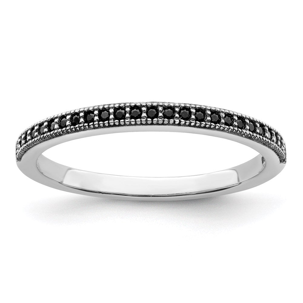Brilliant Embers Sterling Silver Rhodium-plated 25 stone Micro Pav¬Ç Black CZ Polished Ring