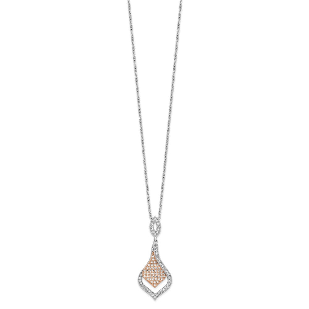 Brilliant Embers Sterling Silver Rose Gold-plated Rhodium-plated 105 Stone Micro PavÂ CZ Necklace with 2 Inch Extender